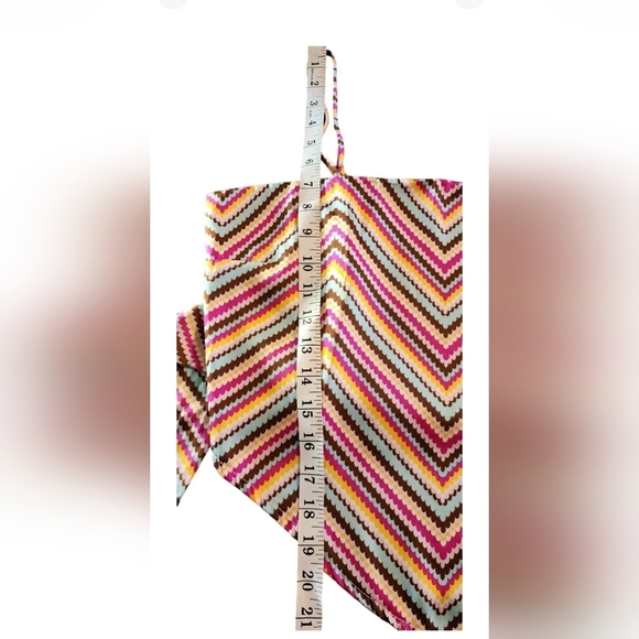 SO Smocked Back Scarf Top Satin Like Women's Junior's L Multi Color Striped - Picture 9 of 10